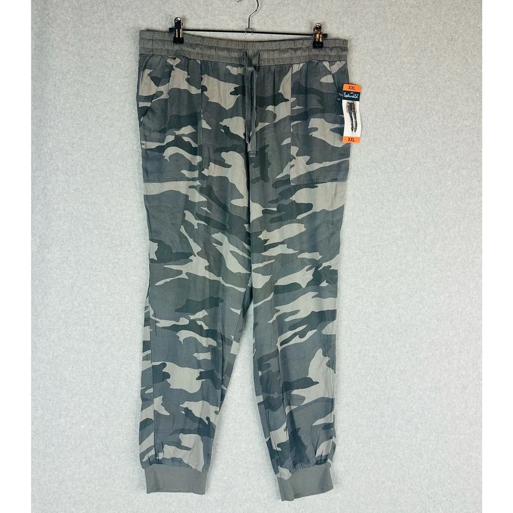 New Splendid Womans Sz XXL Jogger Pants Gray Camo Pull On Comfort Stretch NWT - Picture 3 of 11